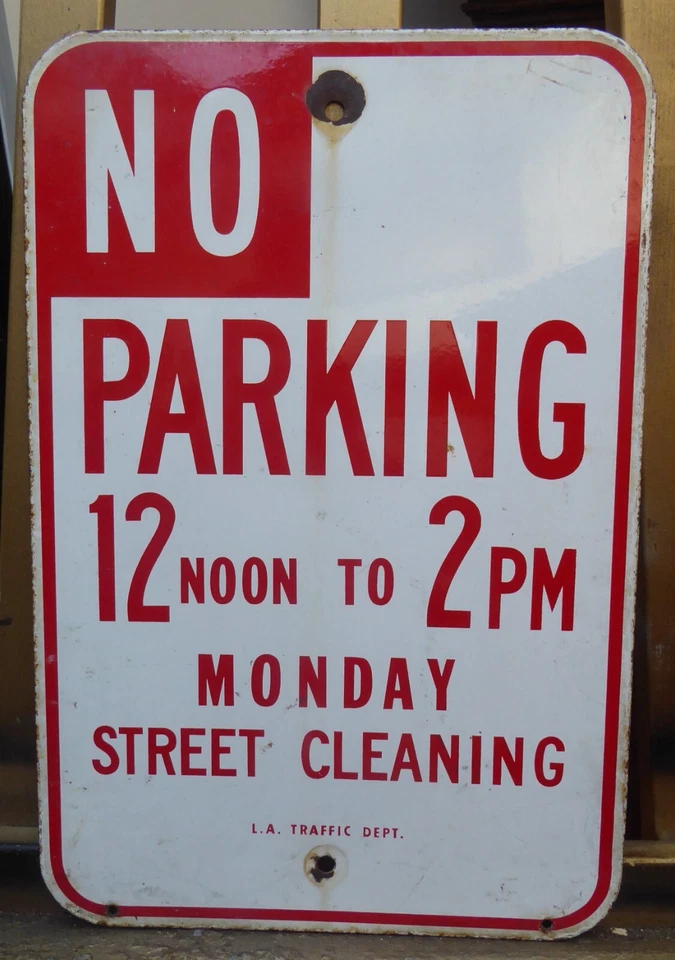 LETRERO DE CALLE ESMALTADO SIN ESTACIONAMIENTO L A DEPARTAMENTO DE TRÁFICO DÉCADA DE 1960 ENVÍO GRATUITO A INGLANDIA Foto 1 de 4