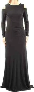 Vestido MAXI RALPH LAUREN TALLA 10 AZUL MARINO Jersey Tejido Hombro Frío para Mujer - Imagen 1 de 12