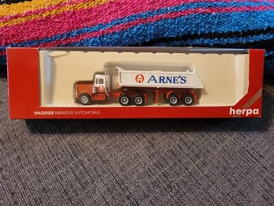 HO Scale Herpa, Arne's Gravel Truck and Trailer, #6009 White  BNOS - Image 1 of 4