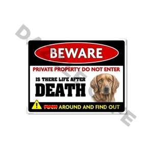 Beware Private Property Golden Retriever Decor Dog Lovers 4.5x6 Decals 2 Pack - Picture 1 of 1