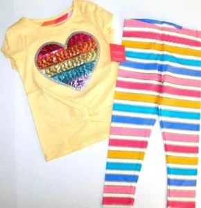 Isaac Mizrahi/Cynthia Rowley Girl Top Leggings SIZE XS/4 Cotton Poly HEART NEW - Picture 1 of 3