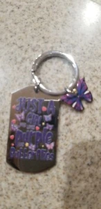 Just A Girl Who Loves purple and butterflies Keychain - Picture 1 of 2
