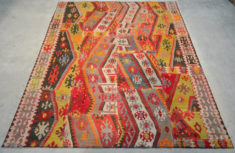 Alfombra Turca Patchwork 61" x 76" Hecha de Kilims Antiguo Tejido a Mano 155 x 192 cm Foto 1 de 4