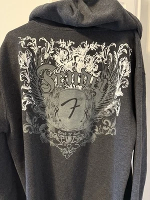 Sudadera con Capucha Y2K Fender Cremallera Completa Grande Gris Estampado Gráfico Rock and Roll Foto 1 de 4