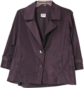 PLANET By Lauren G Nylon CROP JACKET Layering Jacket RAISIN Purple O/S L XL - Picture 1 of 4