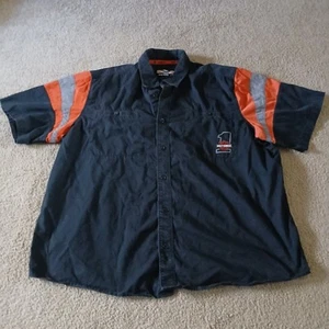 Harley Davidson Racing Button Up Shirt Mens 2XL Black/Orange Logo Embroidered - Picture 1 of 23
