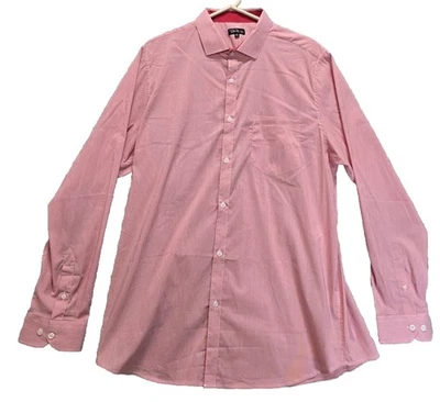 Galaxy By Harvic Shirt Mens XL White Red Striped Cotton Stretch Career Button Up - Image 1 of 4