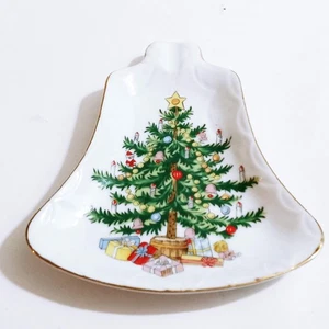 Plato de baratija de árbol de Navidad Lefton vintage pintado a mano bandeja de cambio velas (4c) - Imagen 1 de 5