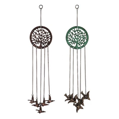 Artisan Cast Aluminum Wind Chime Mobile, Tree of Life with Birds Foto 1 de 3