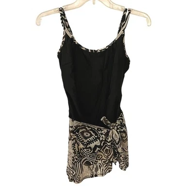 Christina Black and White Monokini Swimsuit Skirted Tummy Control Size 10 - Image 1 of 4