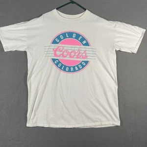 Vintage Coors Shirt Mens One Size White Golden Colorado Beer Graphic 80s Bar Tee - Picture 1 of 10