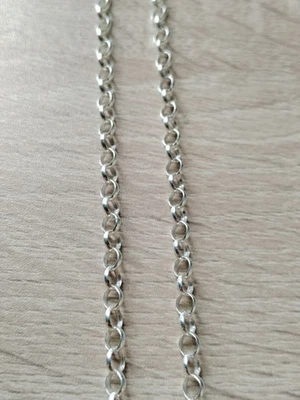 Collar de cadena Belcher Rolo de 24 pulgadas 60 cm de plata de ley 925 de 4 mm para hombres y mujeres Foto 1 de 4