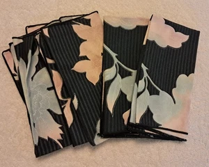 Stoffservietten 4er Set Schwarz Rosa Mint Blumen 100% Baumwolle Stoff EUC 15 x 15 - Bild 1 von 3