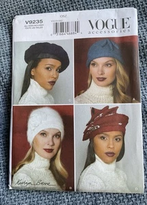UNCUT*VOGUE 9235 - HATS - 4 Styles -Beret, Boho, Vintage Insp-All Sizes-Pattern - Picture 1 of 5