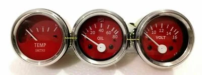 Smiths-52mm-Kit CH Temp Oil Volt Red Chrome ME - Image 1 of 4