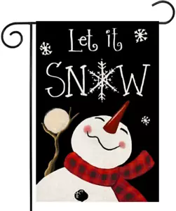 Let It Snow Snowman Garden Flag 12.5 X 18 Inch Merry Christmas Decorative Double - Picture 1 of 6