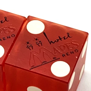 Mapes Hotel Reno Casino Dice Die Matching Set of Two Vintage Souvenir Nevada Red - Picture 1 of 10