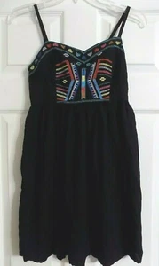 Women's Black Mudd Sleeveless Top Shirt Spaghetti Straps Size S Sewn On Design - Picture 1 of 4