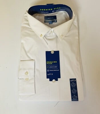 APT. para hombre. Camisa de vestir 9 Premier Flex. Tela/cuello elástico ajustado. 17-17,5 Foto 1 de 2