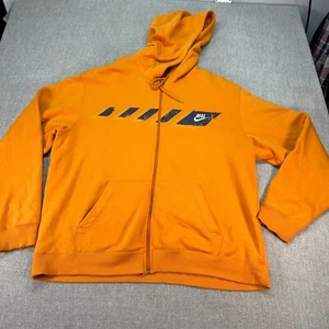 Vintage Nike Track Jacket Mens XXL 2XL Orange Full Zip Fleece Hooded Swoosh - Picture 1 of 8