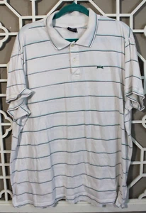 Le Tigre Polo Shirt Mens 2XL White Cotton Striped Casual Preppy Men FLAW - Picture 1 of 10