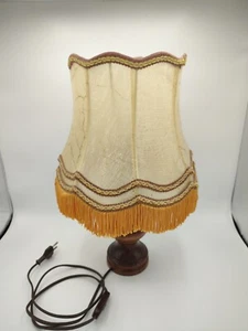 Lampe de chevet, Lampe de bureau, Abat-jour en peau, Pied en bois - Picture 1 of 13