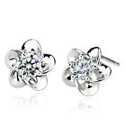 925 Sterling Silver Stunning Flower Crystal Cz Women Girls Kids Stud Earrings