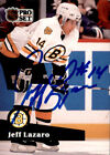Jeff Lazaro Signed Autographed 91/92 Pro Set card Boston Bruins