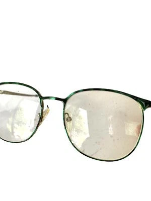 Marco de gafas Geoffrey Beane para hombre tono dorado borde de alambre revestimiento de esmalte verde Foto 1 de 4