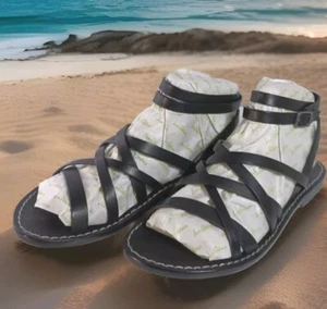 Sam Edelman Womens Meriai Black Flat Leather Buckle Anaomic Sandals Size 9 M  - Picture 1 of 10