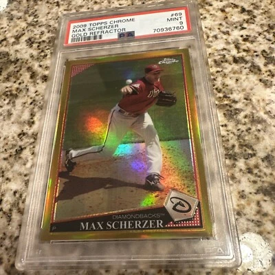 2009 Topps Chrome Max Scherzer Gold Refractor /50 PSA 9 MINT HOF First Year Gold - Image 1 of 4