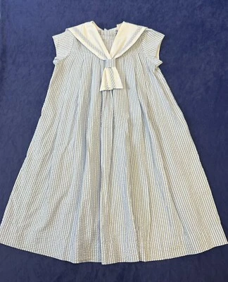 Bailey Boys Classic Seersucker Sailor Dress Blue White 6 Made in USA St Simmons - Image 1 of 4