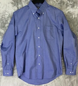 Land's End Men's Long Sleeve Blue Button-Down Shirt Size M 15-15.5 - Picture 1 of 8