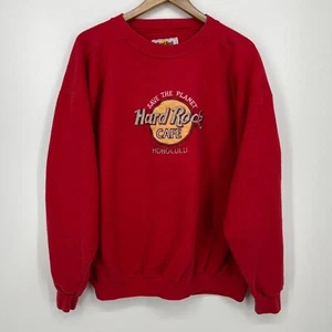 Hard Rock Cafe Sweatshirt Adult XL Red Honolulu Made in USA Vintage Crew Neck - Picture 1 of 8