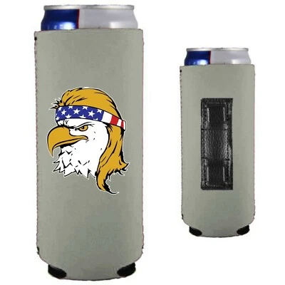 Bald Eagle Mullet Magnetic Slim Can Coolie; Compatible with Ultra - Imagem 1 de 4