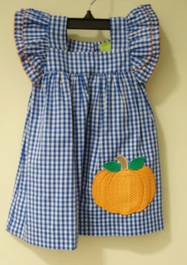 NWT Classic Whimsy Blue Gingham Applique Pumpkin Dress / Jumper Girl's Size 10 - Picture 1 of 1