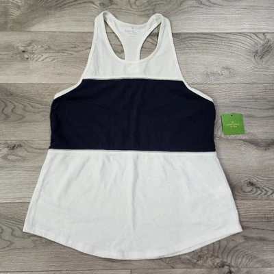Camiseta sin mangas Kate Spade para mujer blanca azul marino bloques de colores talla mediana nueva con etiquetas Foto 1 de 4