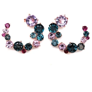925 Sterling Silber 8 mm. Ohrringe rosa Amethyst, Topas & Rhodolith Black Friday - Bild 1 von 4