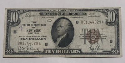 $10.00 Dollars 1929 Federal Reserve Bank Of NY  - Image 1 of 4