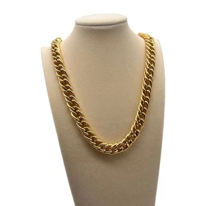 Grueso Collar de Cadena Tono Dorado Declaración Audaz Joyería Disfraz - Imagen 1 de 5