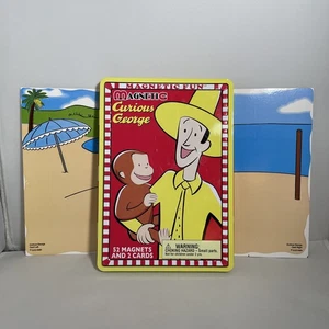 Universal Studios Curious George Magnetic Fun 2 Cards 52 Magnets Travel Tin - Picture 1 of 6