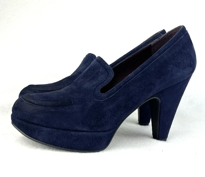 Stuart Weitzman Azul Marino Gamuza Mocasín Tacones Zapatos Gruesos Para Mujer 9 M Foto 1 de 4