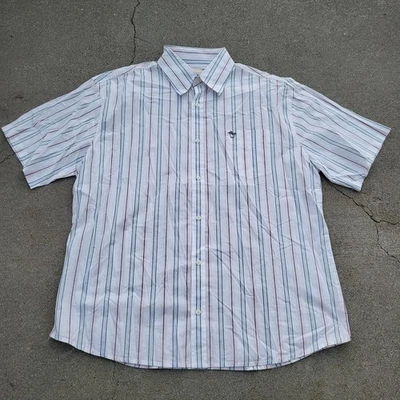 Camisa vintage Y2K UnionBay a rayas manga corta abotonada para hombre 2XL XXL blanca azul Foto 1 de 4