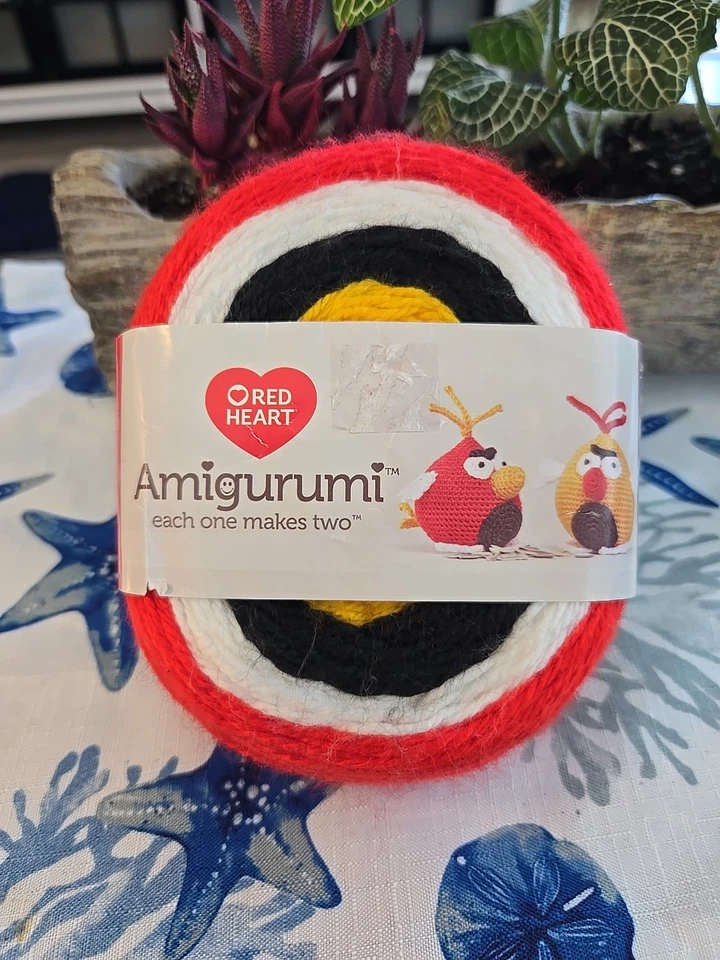 Red Heart Amigurumi Yarn-bird Makes 2 Angry Bird Figures Knit Crochet