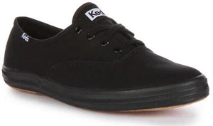 Zapato de lona informal informal con cordones Keds Champion negro para mujer Reino Unido 3 - 8 - Imagen 1 de 13