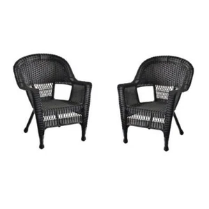 Jeco Resin Wicker Patio Chair in Espresso (Set of 2) - Picture 1 of 2