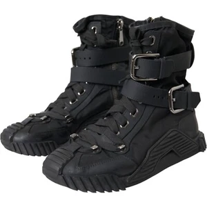 DOLCE & GABBANA Shoes Black Nylon NS1 High Top Sneakers EU38 / US7.5 RRP 1350usd - Picture 1 of 7