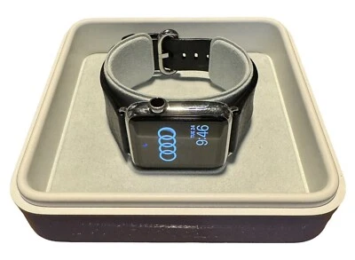 Genuine Apple Watch 42mm 316L Space Black Stainless Steel Watch & Leather Strap - Image 1 of 4