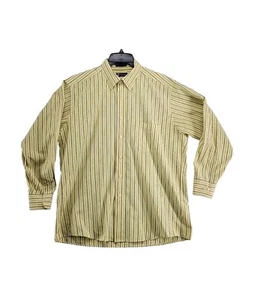 Chaps Ralph Lauren Button Down Shirt Wrinkle Free Size 16 32/33 Yellow Stripe - Picture 1 of 24