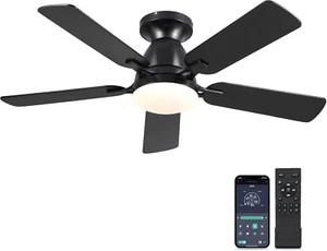 46" Low Profile Indoor Ceiling Fan with Light, Remote/App Control, Flush Mount - Picture 1 of 22